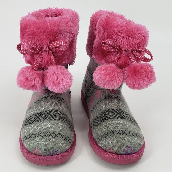 DISNEY girls 2 frozen pink pompom fabric booties - Picture 2 of 6